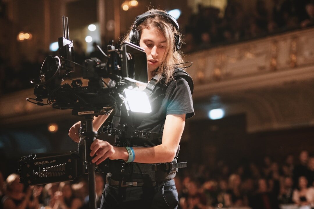 female tv presenter on set